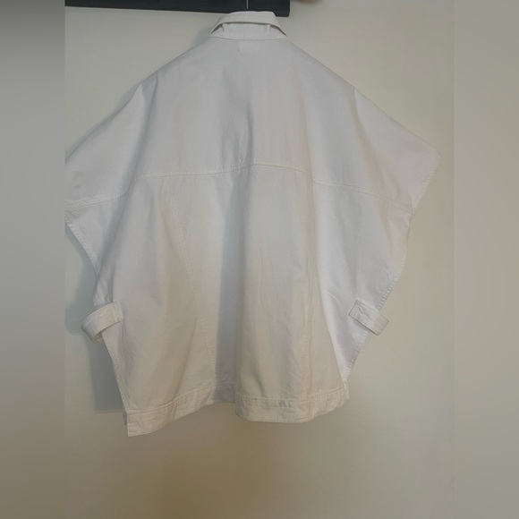 Oversized White Denim Button-Up Cape Jacket/Vest - Picture 8 of 10